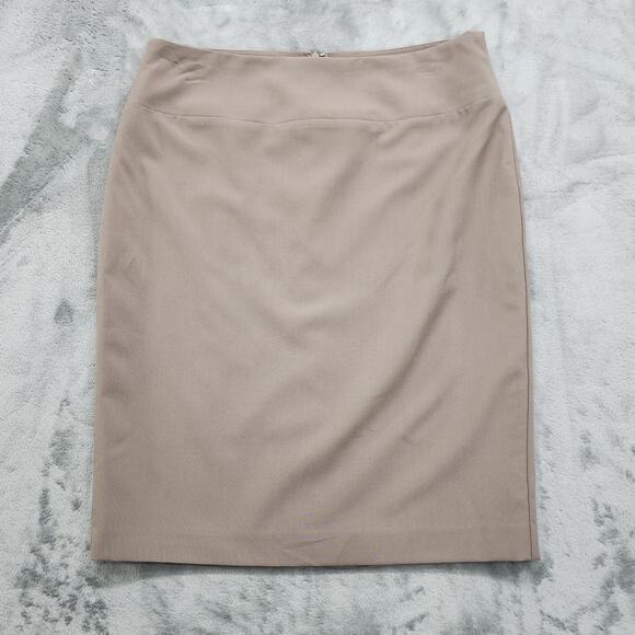 Alfani Skirt Size 6 Tan Pencil Straight Cut Stretch Back Slit Office Career - Picture 1 of 7
